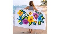 Rayon Sarong Hand Painted Flower Design Handmade In Bali